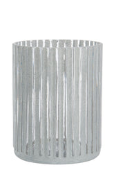 Porte-lampion en verre rayé gris grand - (65224)